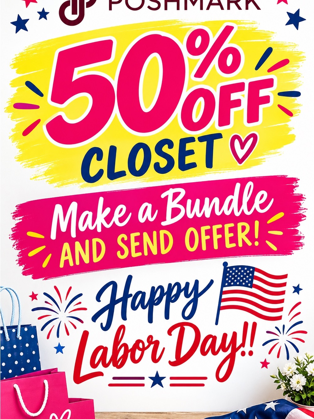 50% Off Closet Labor Day Promotional Poster -